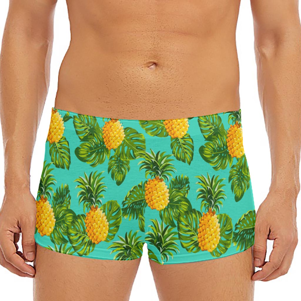 Palm Leaf Pineapple Pattern Print Men's Short Boxer Briefs