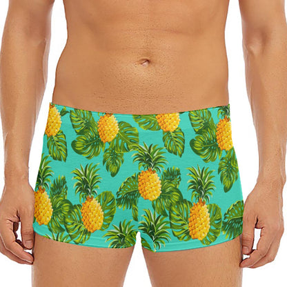 Palm Leaf Pineapple Pattern Print Men's Short Boxer Briefs