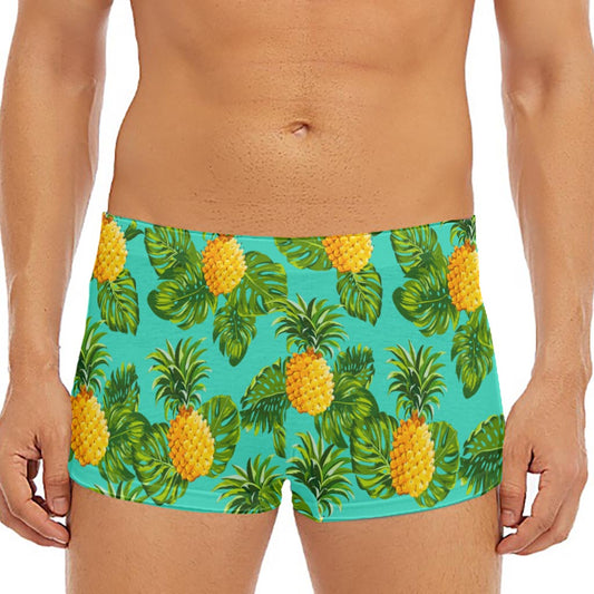 Palm Leaf Pineapple Pattern Print Men's Short Boxer Briefs