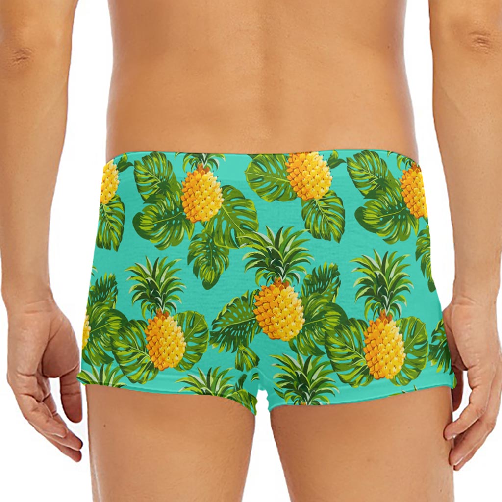 Palm Leaf Pineapple Pattern Print Men's Short Boxer Briefs