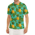 Palm Leaf Pineapple Pattern Print Men's Short Sleeve Rash Guard