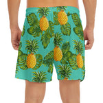 Palm Leaf Pineapple Pattern Print Men's Split Running Shorts