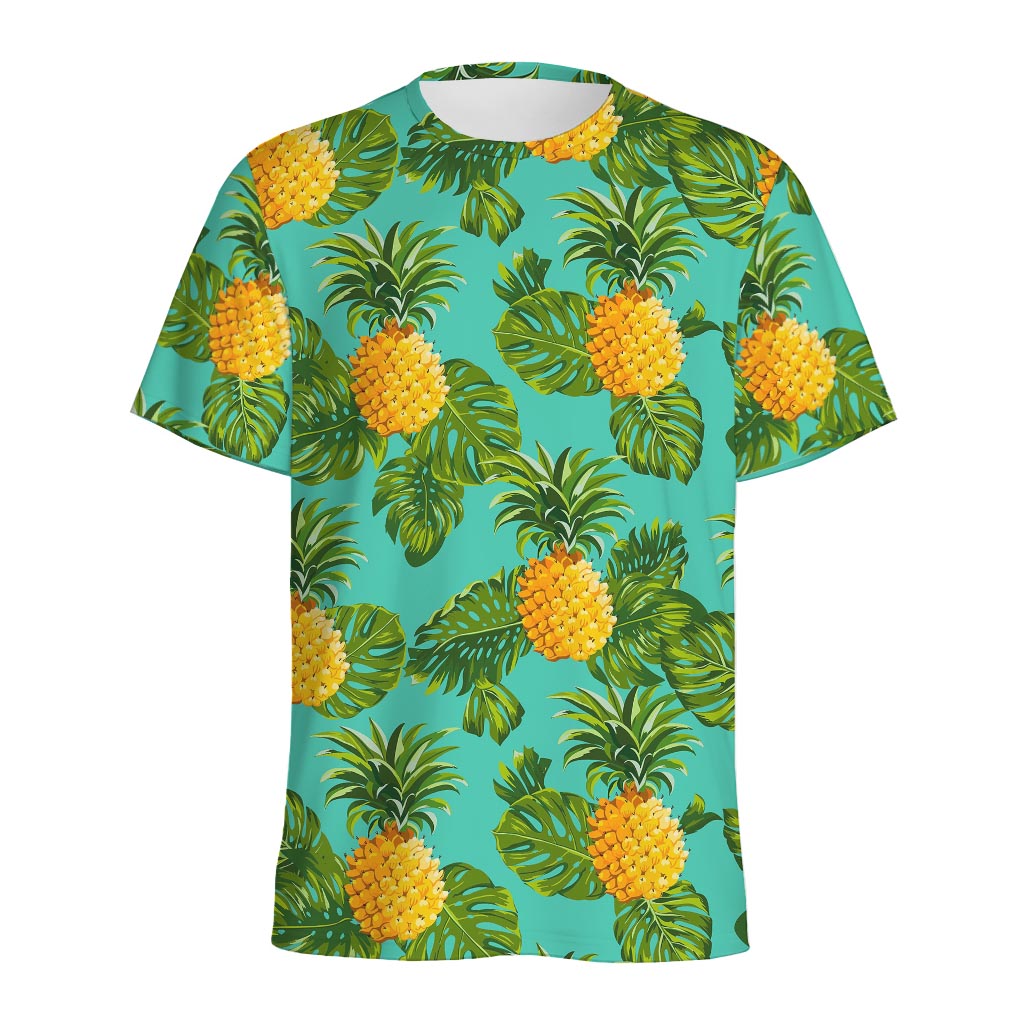 Palm Leaf Pineapple Pattern Print Men's Sports T-Shirt