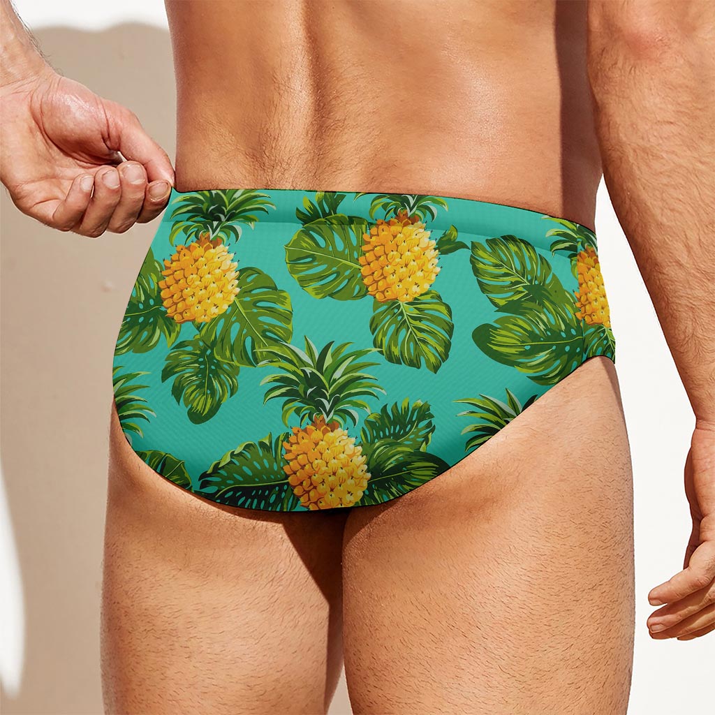 Palm Leaf Pineapple Pattern Print Men's Swim Briefs