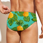 Palm Leaf Pineapple Pattern Print Men's Swim Briefs