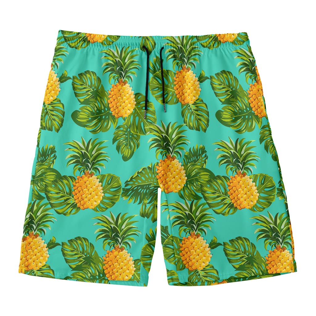 Palm Leaf Pineapple Pattern Print Men's Swim Trunks