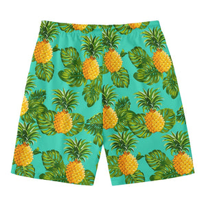 Palm Leaf Pineapple Pattern Print Men's Swim Trunks