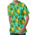 Palm Leaf Pineapple Pattern Print Men's Velvet T-Shirt