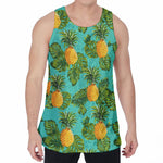 Palm Leaf Pineapple Pattern Print Men's Velvet Tank Top