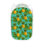 Palm Leaf Pineapple Pattern Print Mesh Laundry Hamper