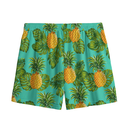 Palm Leaf Pineapple Pattern Print Mesh Shorts