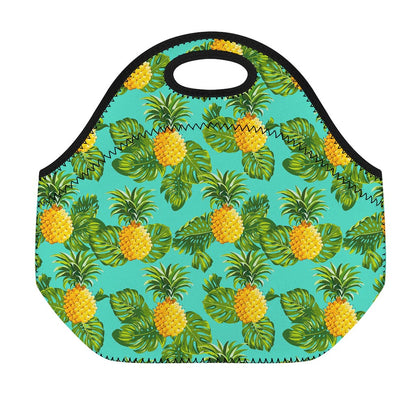 Palm Leaf Pineapple Pattern Print Neoprene Lunch Bag