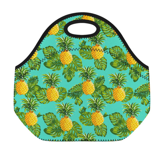Palm Leaf Pineapple Pattern Print Neoprene Lunch Bag
