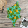 Palm Leaf Pineapple Pattern Print One Shoulder Bodysuit