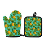 Palm Leaf Pineapple Pattern Print Oven Mitt And Pot Holder Set