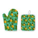 Palm Leaf Pineapple Pattern Print Oven Mitt And Pot Holder Set