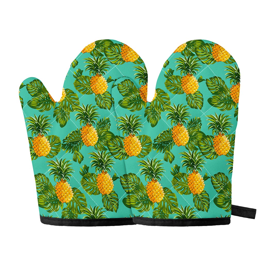 Palm Leaf Pineapple Pattern Print Oven Mitts