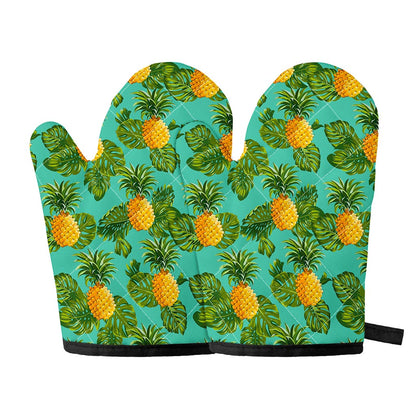Palm Leaf Pineapple Pattern Print Oven Mitts