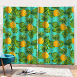 Palm Leaf Pineapple Pattern Print Pencil Pleat Curtains