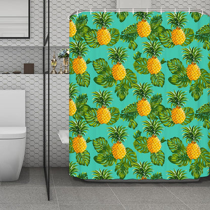 Palm Leaf Pineapple Pattern Print Polyester Shower Curtain