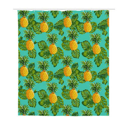 Palm Leaf Pineapple Pattern Print Polyester Shower Curtain