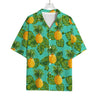 Palm Leaf Pineapple Pattern Print Rayon Hawaiian Shirt