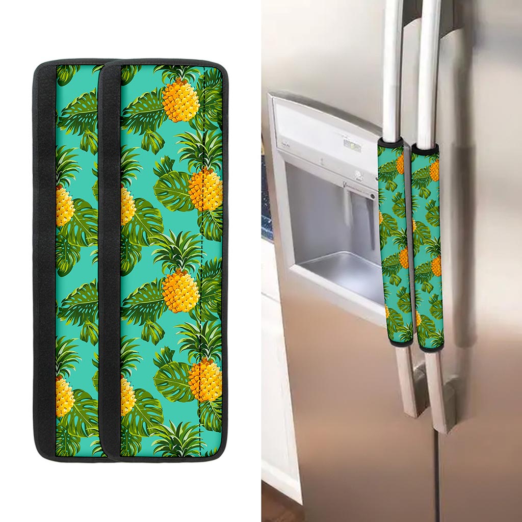 Palm Leaf Pineapple Pattern Print Refrigerator Handle Covers