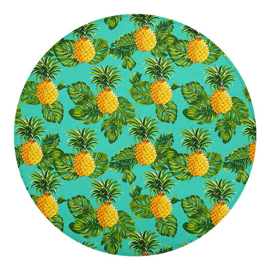 Palm Leaf Pineapple Pattern Print Round Blanket