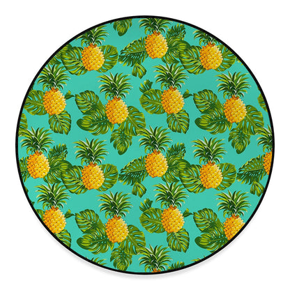 Palm Leaf Pineapple Pattern Print Round Floor Mat