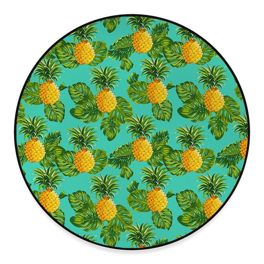 Palm Leaf Pineapple Pattern Print Round Floor Mat