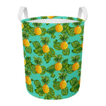 Palm Leaf Pineapple Pattern Print Round Laundry Basket