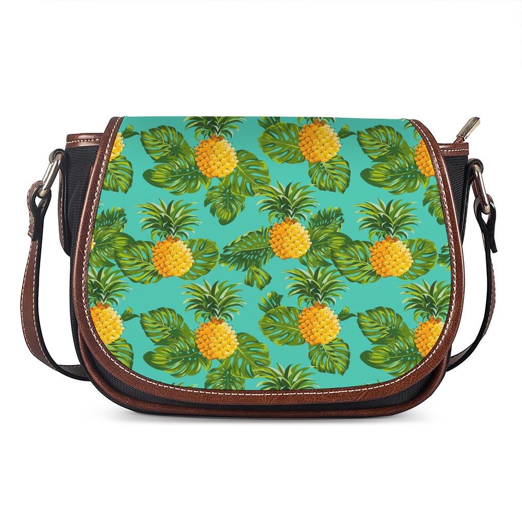 Palm Leaf Pineapple Pattern Print Saddle Bag