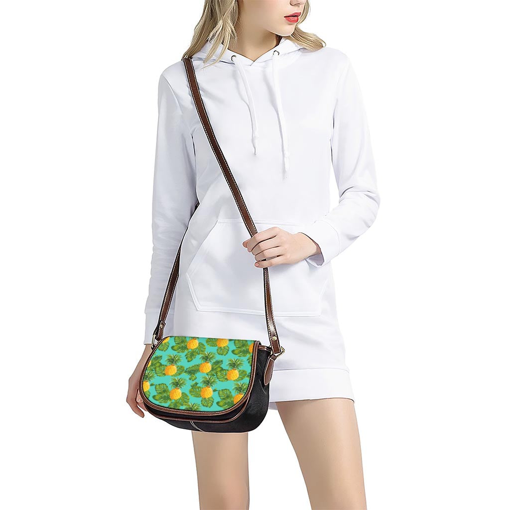 Palm Leaf Pineapple Pattern Print Saddle Bag
