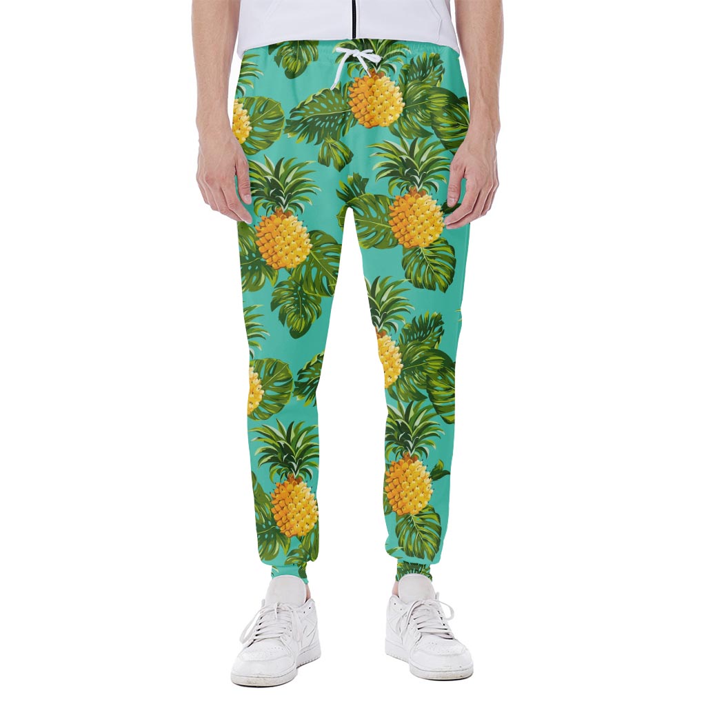 Palm Leaf Pineapple Pattern Print Scuba Joggers