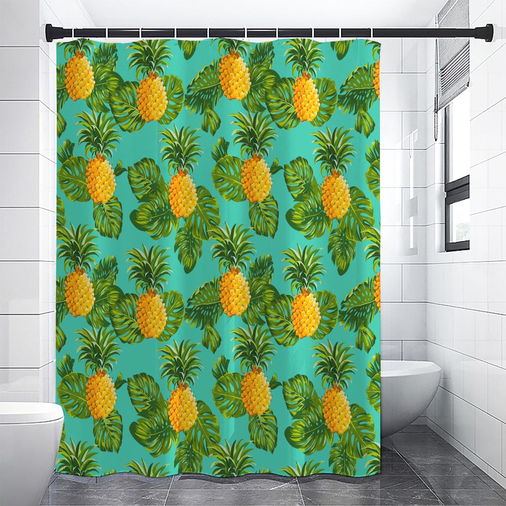 Palm Leaf Pineapple Pattern Print Shower Curtain