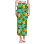 Palm Leaf Pineapple Pattern Print Side Slit Maxi Skirt