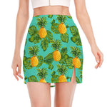 Palm Leaf Pineapple Pattern Print Side Slit Mini Skirt