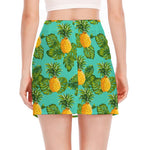 Palm Leaf Pineapple Pattern Print Side Slit Mini Skirt