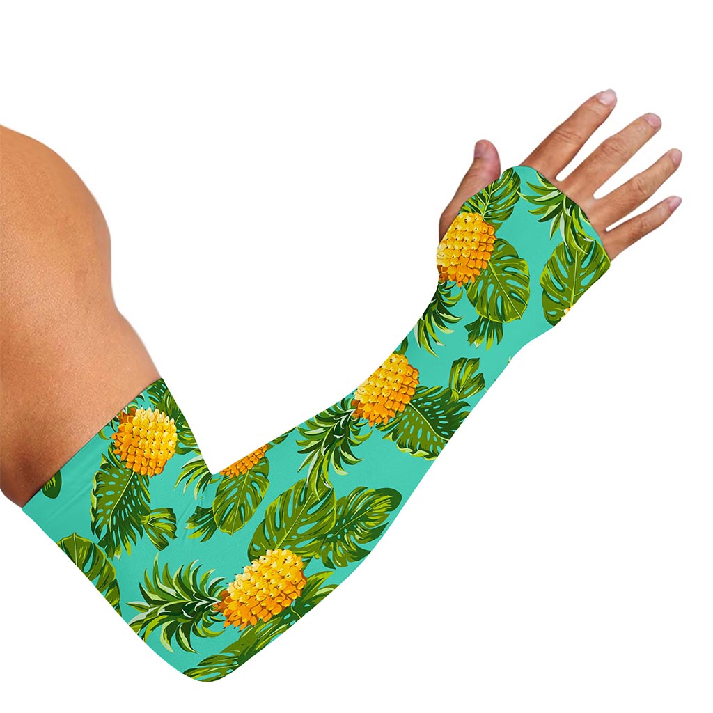 Palm Leaf Pineapple Pattern Print Sun Protection Arm Sleeves