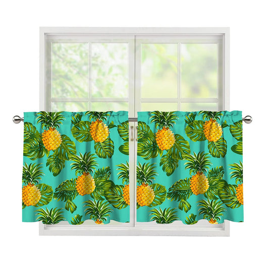 Palm Leaf Pineapple Pattern Print Tier Curtains