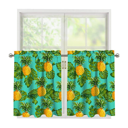 Palm Leaf Pineapple Pattern Print Tier Curtains