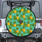 Palm Leaf Pineapple Pattern Print Tire Cover With Camera Hole
