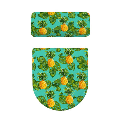 Palm Leaf Pineapple Pattern Print Toilet Lid And Tank Cover Set