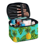 Palm Leaf Pineapple Pattern Print Travel Makeup Bag