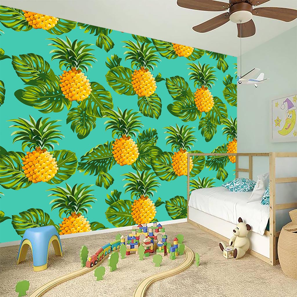 Palm Leaf Pineapple Pattern Print Wall Sticker