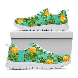 Palm Leaf Pineapple Pattern Print White Running Shoes