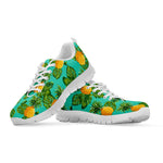 Palm Leaf Pineapple Pattern Print White Running Shoes