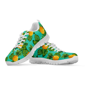 Palm Leaf Pineapple Pattern Print White Running Shoes