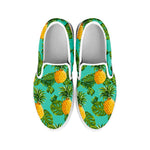 Palm Leaf Pineapple Pattern Print White Slip On Sneakers