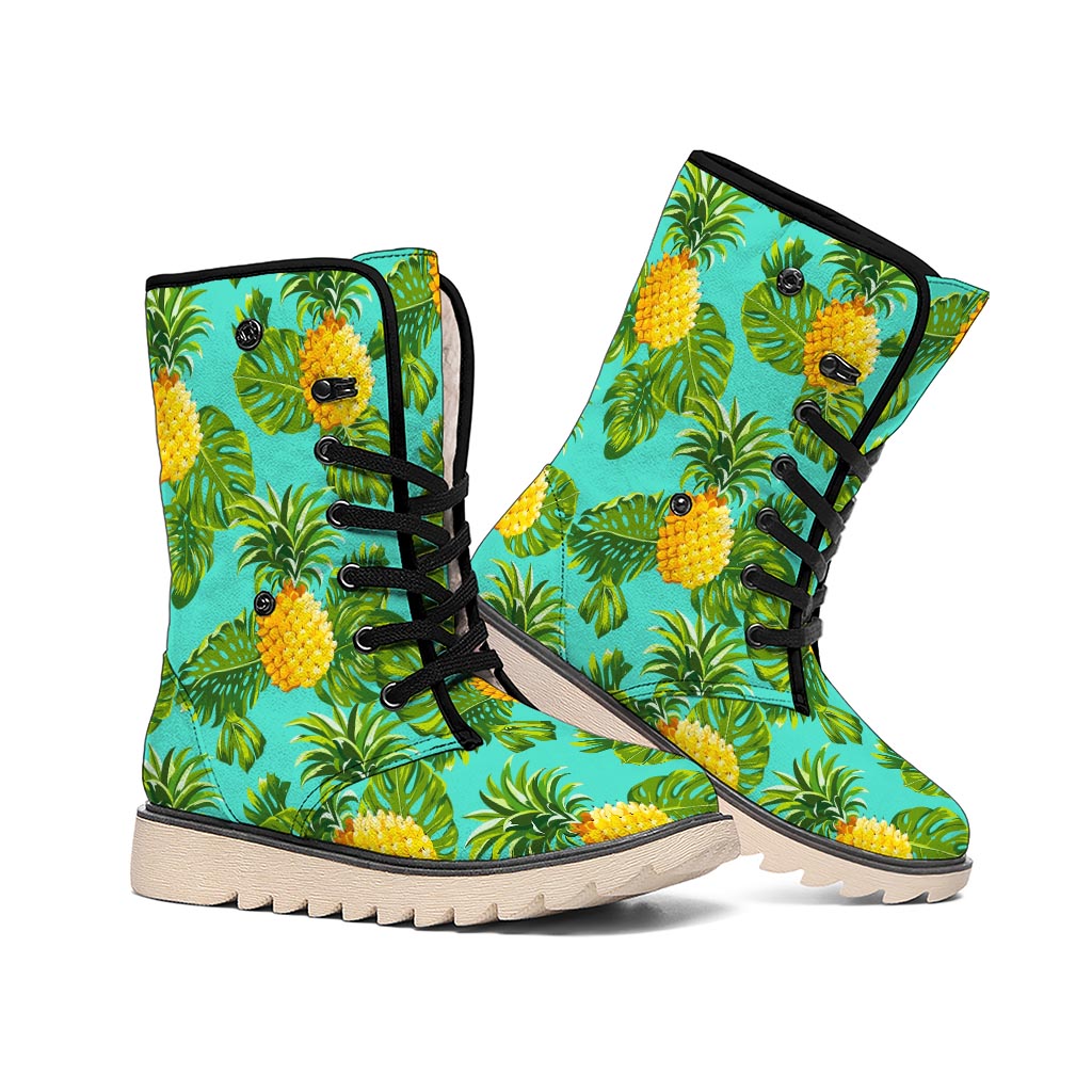 Palm Leaf Pineapple Pattern Print Winter Boots